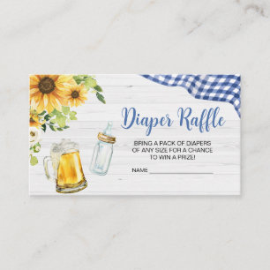 Blue Sunflower BBQ Baby Shower Diaper Raffle Enclosure Card
