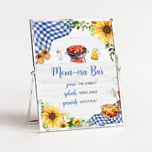 Blue Sunflower BBQ Baby Shower Mum Osa Bar Poster