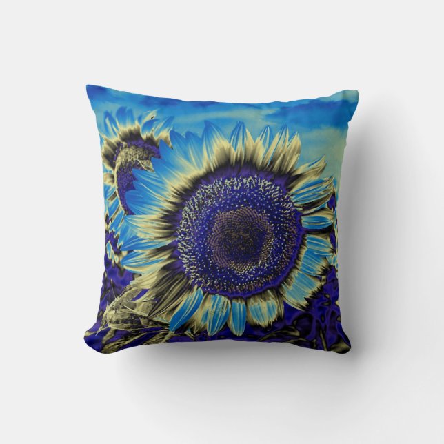 Blue Sunflower Cushion (Front)