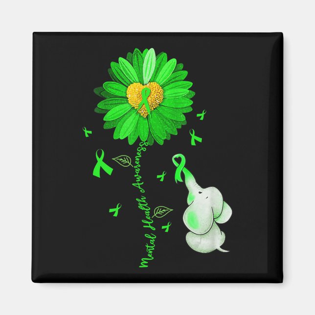 Blue Sunflower Elephan Outfit Spread Mental Health Magnet (Front)