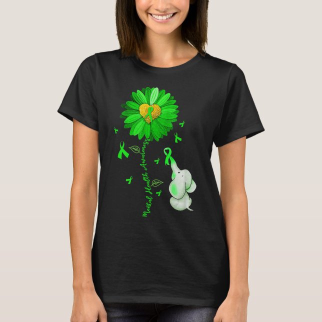 Blue Sunflower Elephan Outfit Spread Mental Health T-Shirt (Front)