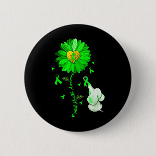 Blue Sunflower Elephant Spread Mental Health Aware 6 Cm Round Badge
