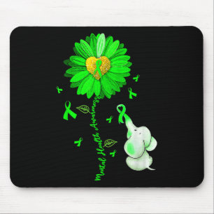 Blue Sunflower Elephant Spread Mental Health Aware Mouse Mat