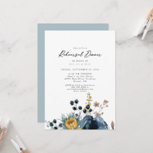 Blue & Sunflower Floral Rehearsal Invitation