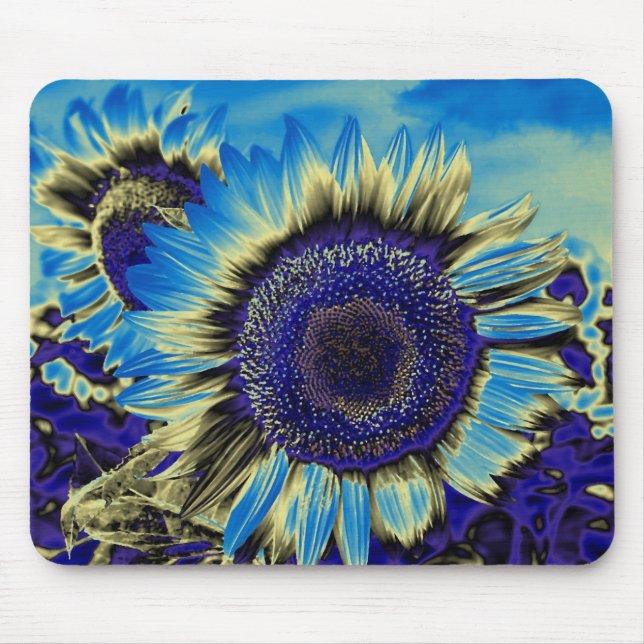 Blue Sunflower Mouse Mat (Front)