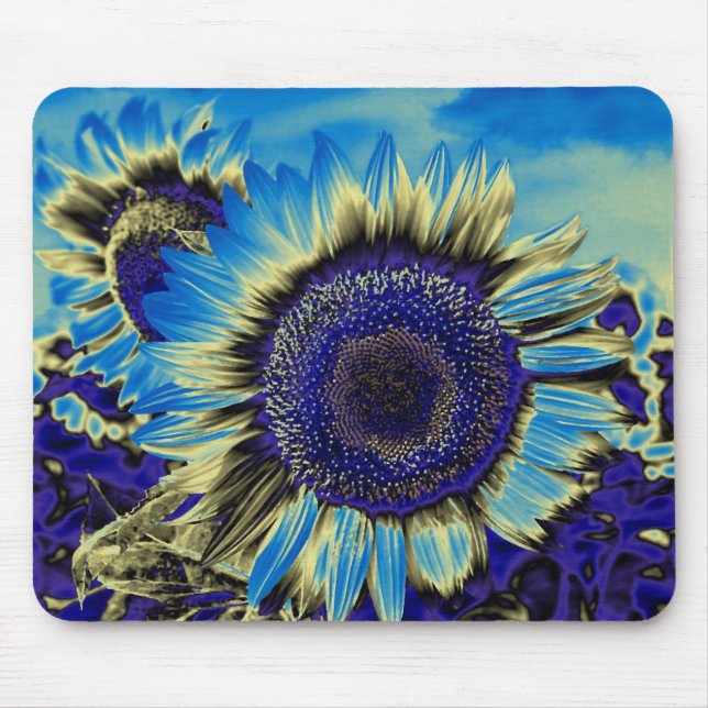 Blue Sunflower Mouse Mat (Front)