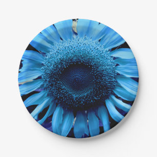 Blue  Sunflower Paper Plate