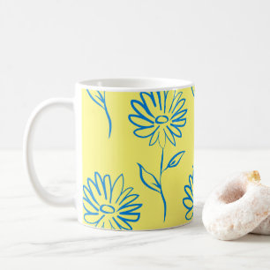 Blue Sunflower Pattern Coffee Mug