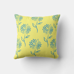 Blue Sunflower Pattern Cushion