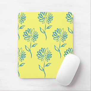 Blue Sunflower Pattern Mouse Mat