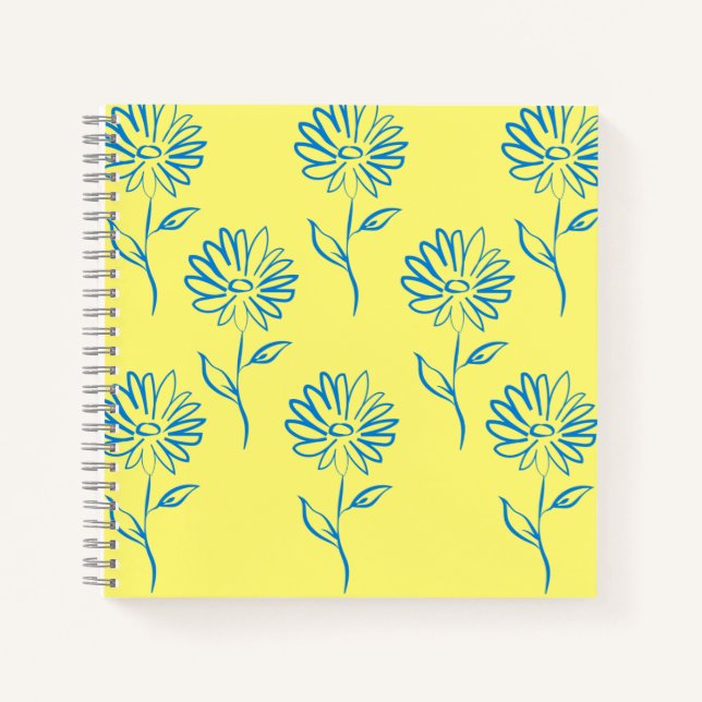 Blue Sunflower Pattern Notebook (Front)