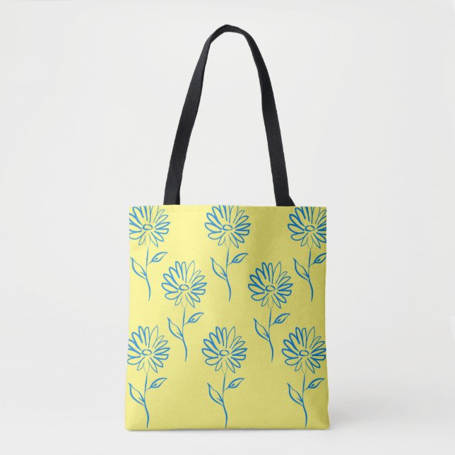 Blue Sunflower Pattern Socks Tote Bag (Front)