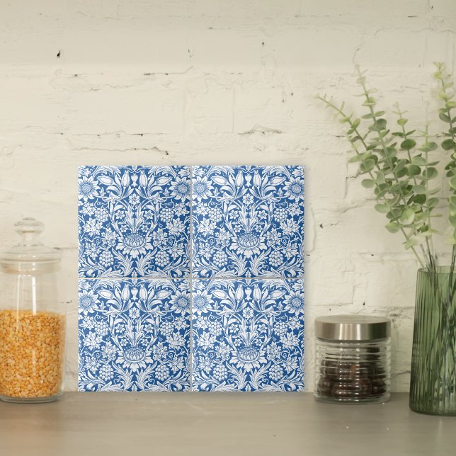 Blue Sunflower with Grapes William Morris Tile (Creator Uploaded)