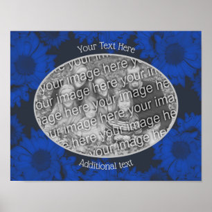 Blue Sunflowers Add Your Photo Personalised Poster