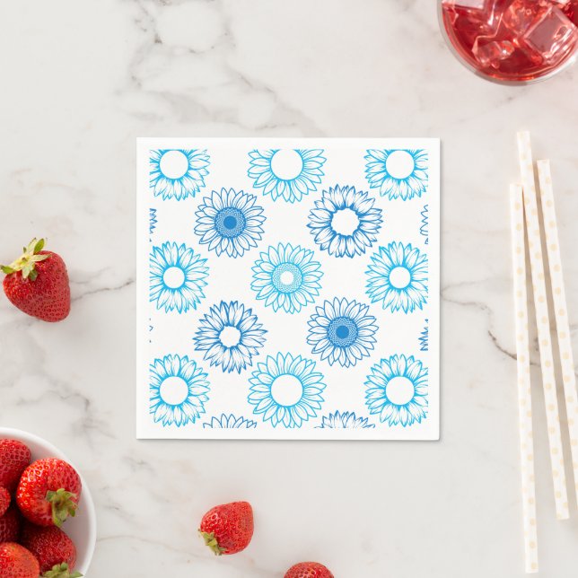 Blue Sunflowers Pattern Napkin (Insitu)