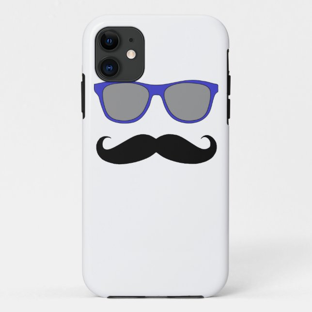 Blue Sunglasses and Black Moustache iPhone 5 Case (Back)