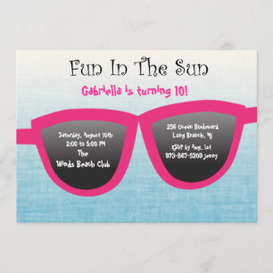 Blue SunGlasses Birthday Party Invitation