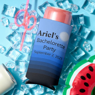Blue Sunrise Bachelorette Party Wedding Favours  Seltzer Can Cooler