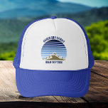 Blue Sunset Mountain Custom Family Reunion Trip Trucker Hat<br><div class="desc">This cool blue vintage sunset over rocky mountains in nature makes a great image for a set of customised hats for a family reunion, road trip, or summer vacation. Commemorate your mountain trip with matching nature tees for mum, dad, brother and sister. Just add your own last name and the...</div>