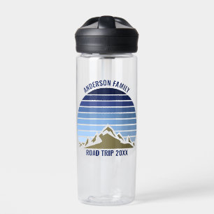 Blue Sunset Mountain Custom Family Reunion Trip Water Bottle