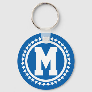 Blue Super Star Monogrammed Key Ring
