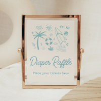 Blue Surf Baby on Board Baby Shower Diaper Raffle