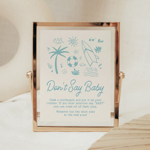 Blue Surf Baby on Board Baby Shower Don't Say Baby Poster