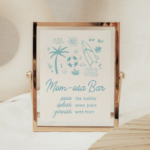 Blue Surf Baby on Board Baby Shower Mum Osa Bar Poster