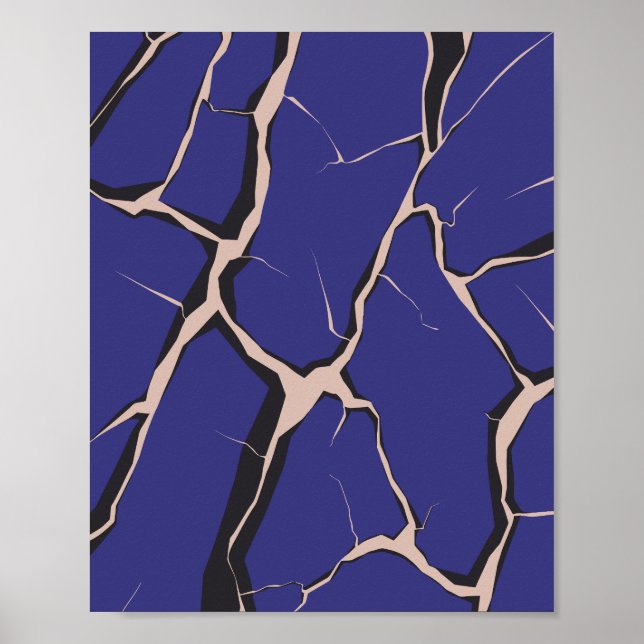 Blue Surface with Deep Cracks Poster (Front)
