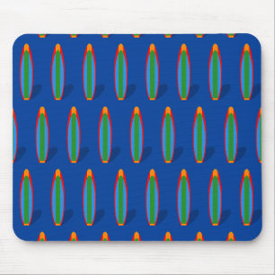 Blue Surfboard Beach Mouse Mat