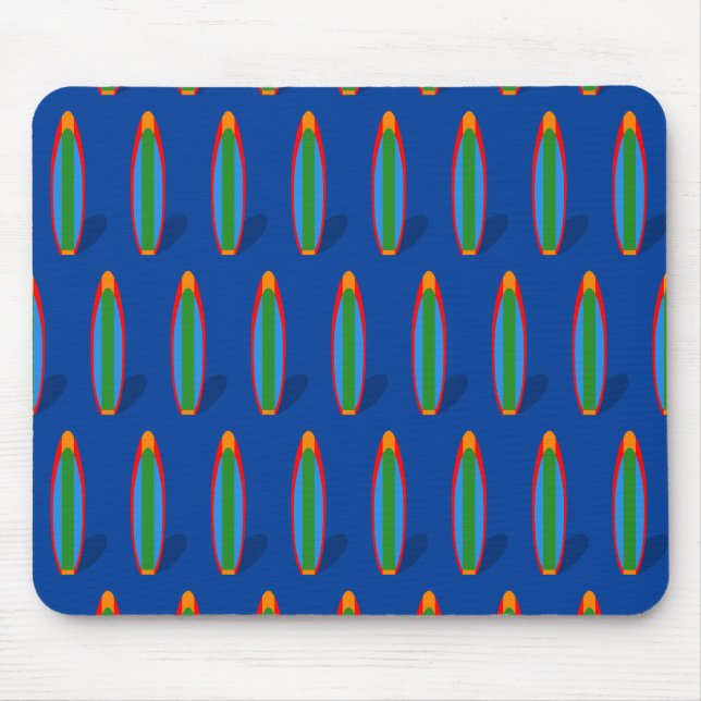Blue Surfboard Beach Mouse Mat (Front)
