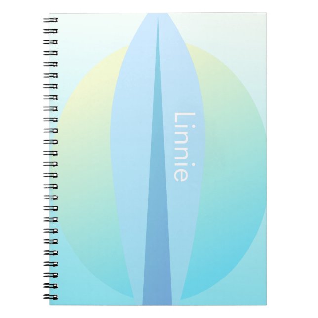 Blue Surfing Ombre Sun Name Notebook (Front)