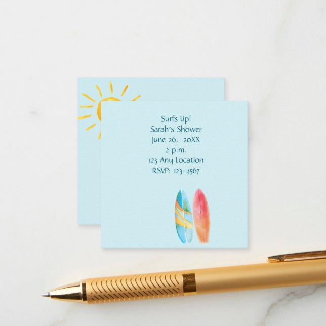 Blue Surf's Up Enclosure Card (Front/Back In Situ)