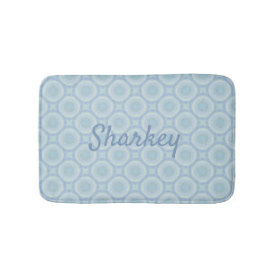 Blue Surname on Overlapping Ocean Bubbles Bath Mat