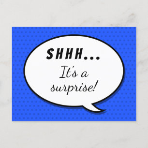 Blue Surprise Birthday Party Speech Bubble Invitation Postcard