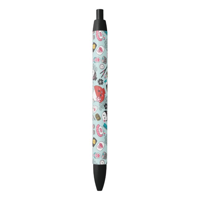 Blue Sushi Personalised Cute Fun Black Ink Pen (Front Vertical)