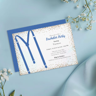 Blue Suspender Bachelor Party Invitation