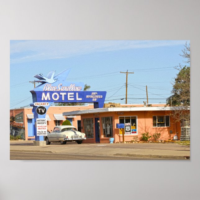 Blue Swallow Motel, Route 66, New Mexico Poster (Front)
