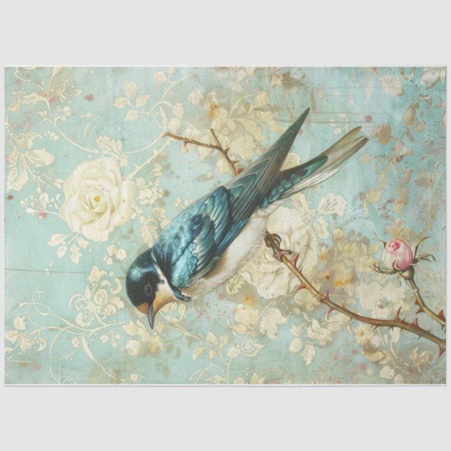 Blue Swallow Tissue Paper (Front)