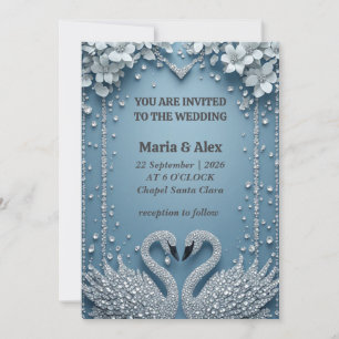 Blue Swan Couple Wedding Decor Theme 💍 Invitation