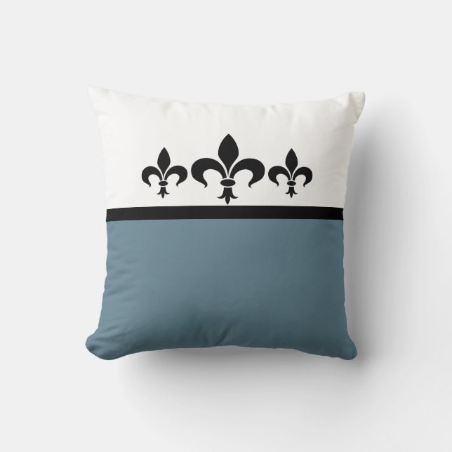 Blue Swanky Fleur De Lis Pillow (Front)