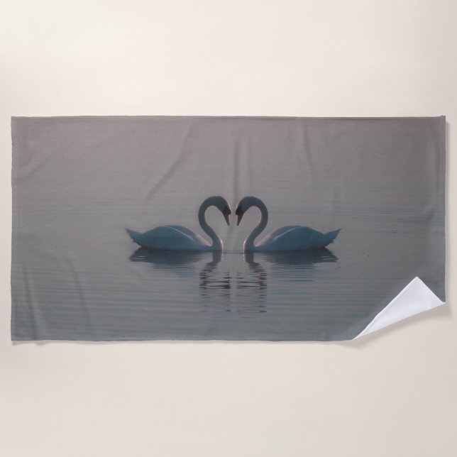 Blue Swans Must Be Love Beach Towel (Front)