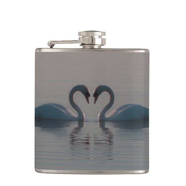 Blue Swans Must Be Love Hip Flask (Front)