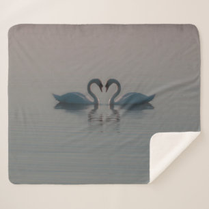 Blue Swans Must Be Love Sherpa Blanket