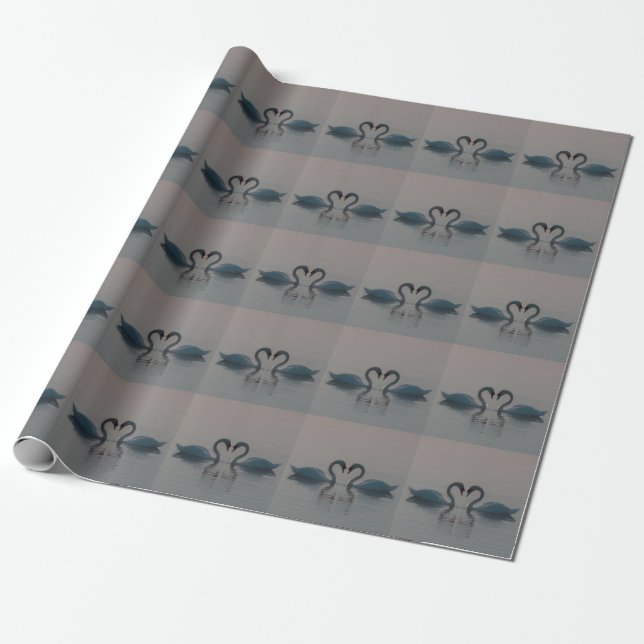 Blue Swans Must Be Love Wrapping Paper (Unrolled)