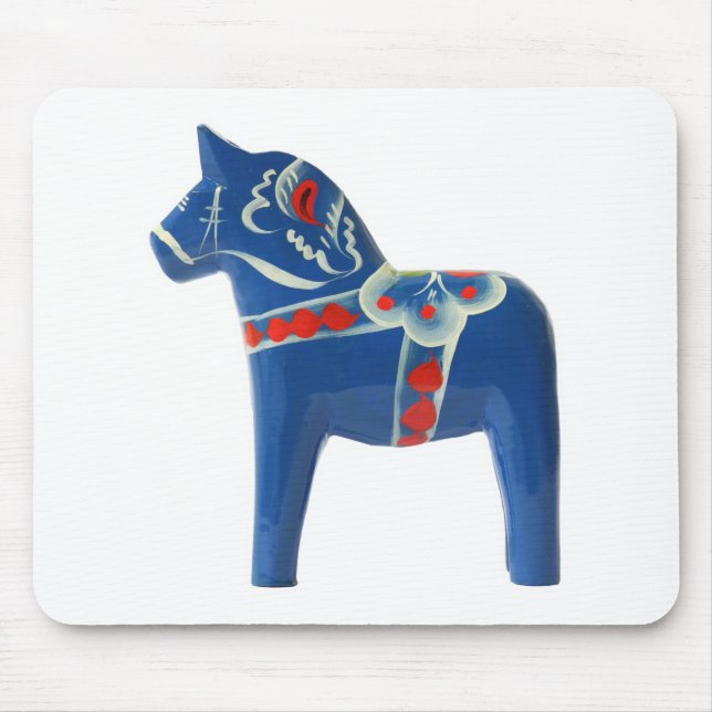 Blue Swedish Dala Horse Mouse Mat (Front)