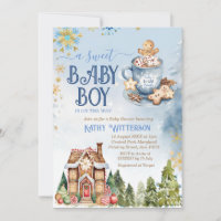Blue Sweet Baby Boy Gingerbread House Baby Shower