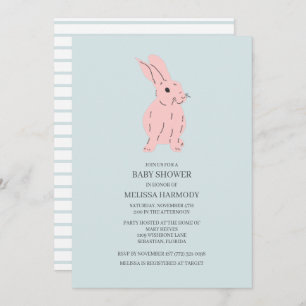 Blue Sweet Bunny Baby Shower Invitation