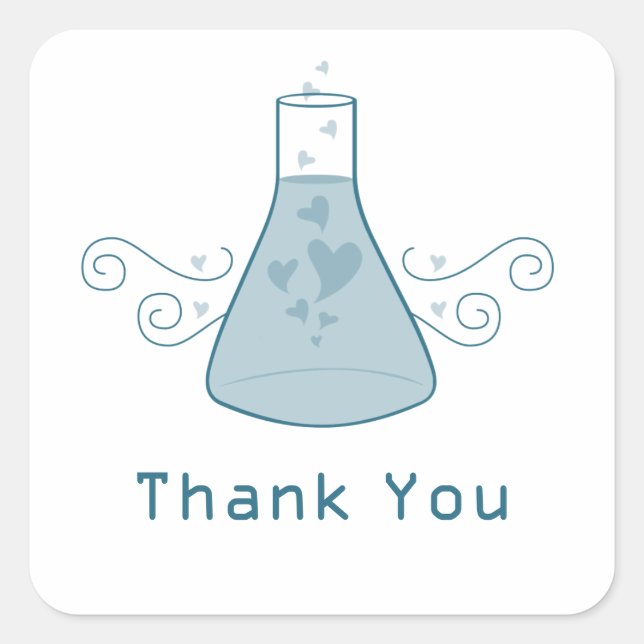 Blue Sweet Chemistry Thank You Stickers (Front)