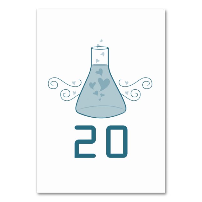 Blue Sweet Chemistry Wedding Table Card (Front)